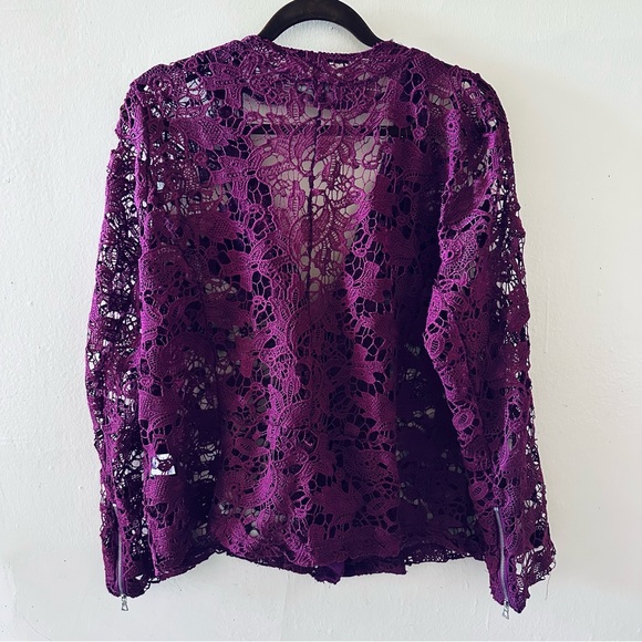 Kate & Mallory crochet lace zipper jacket plum purple 1xl - Picture 4 of 7